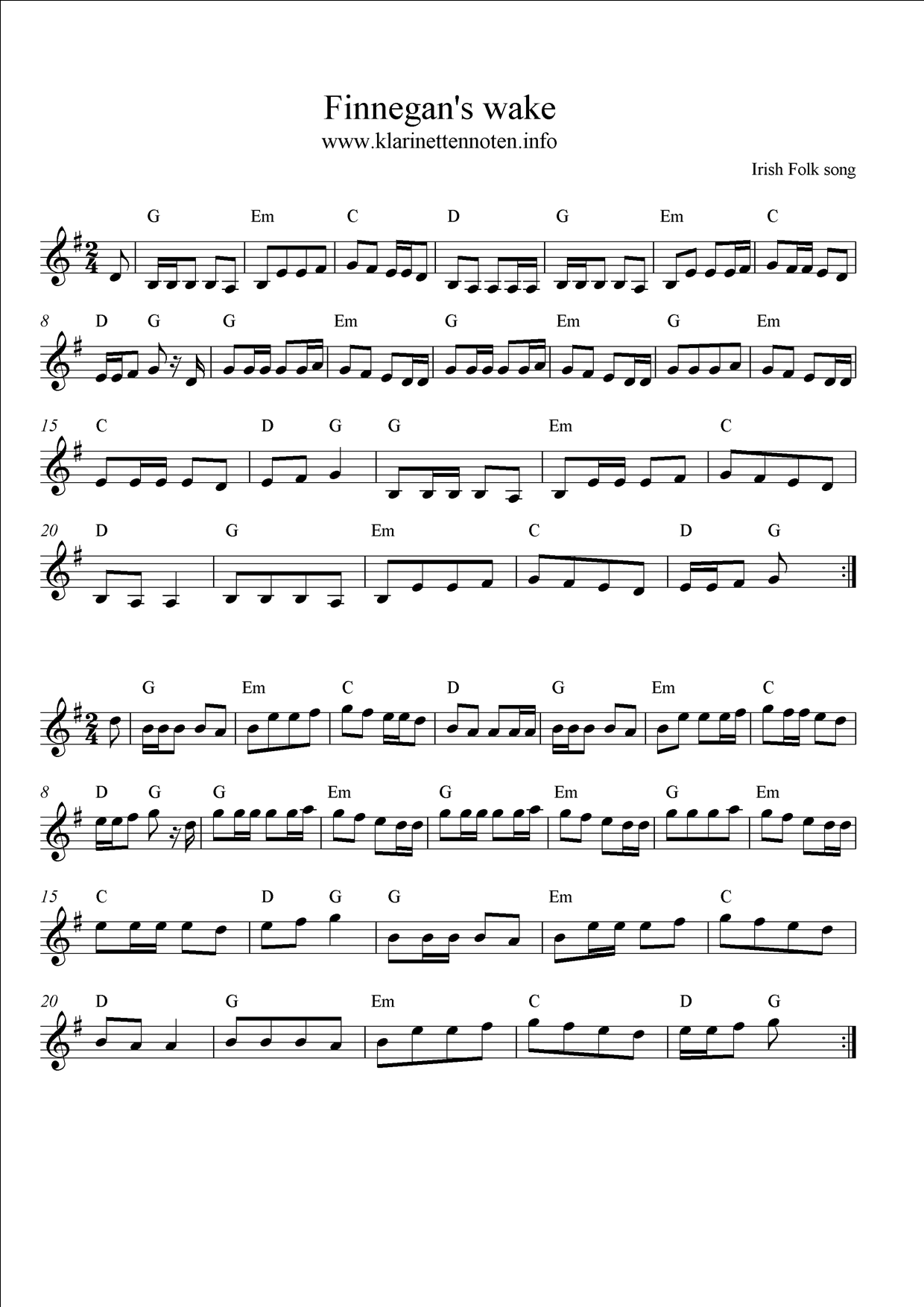 Finnegans wake, sheetmusic